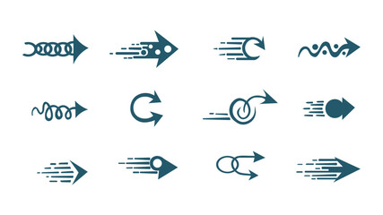 Minimal dynamic motion arrow icon set