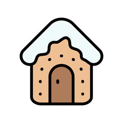 Gingerbread house color icon. Traditional Christmas cookies. Vector flat sign isolated on white background.