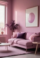 modern living room with purple sofa