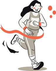 vector illustration of a girl running