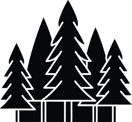 Obraz premium minimal forest silhouette continuous line illustration on transparent background