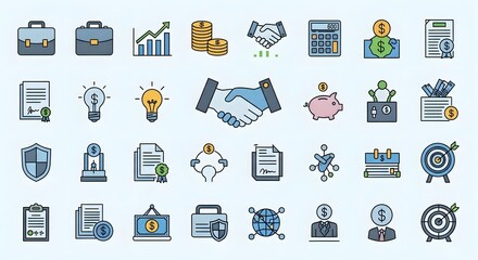 Business and Finance Icons - Investment, Growth, and Collaboration.