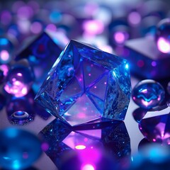 blue and purple glass crystal on a purple background 