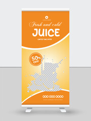 Cold fresh fruit juice banner print ready design template