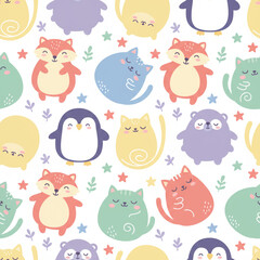 Cute Kawaii Animal Character Pattern