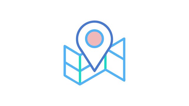 Location pin over blue map flat design icon