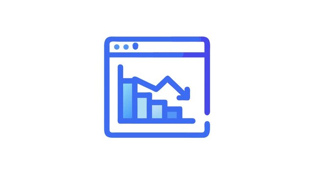 Decreasing trend line on website page, financial analysis