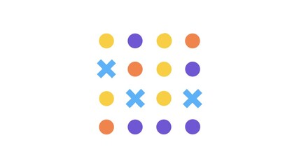 Abstract grid pattern with circles and crosses on White