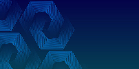 Dark blue background with hexagon geometric lines pattern. Futuristic technology concept