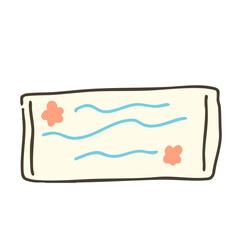 バスタオル（折りたたみ）の手描きイラスト