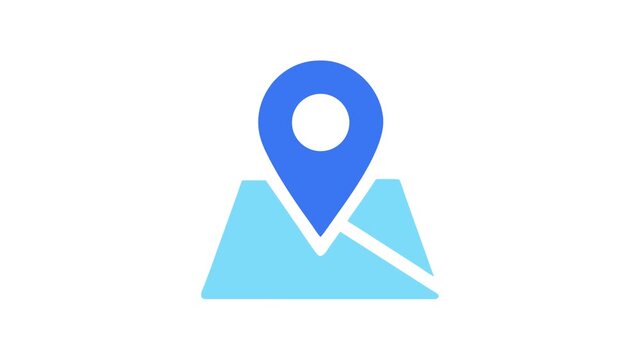 Stylized blue map pointer icon on White Background
