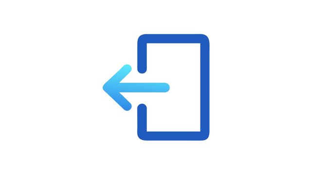 Blue exit icon on White Background representing logout action