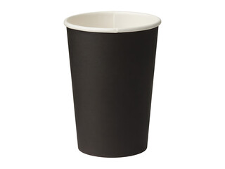 A plain black disposable paper cup isolated on white background