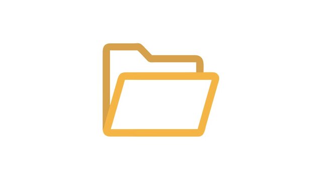 Flat design folder icon with orange outline on White