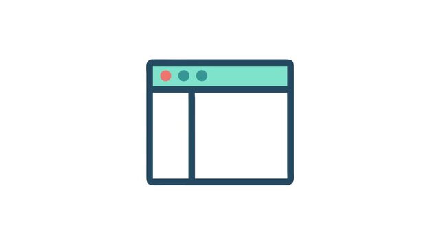 Minimalist browser window icon with sidebar in a flat design