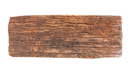 Old brown wooden plank texture isolated on transparent background.