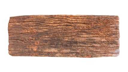 Old brown wooden plank texture isolated on transparent background.