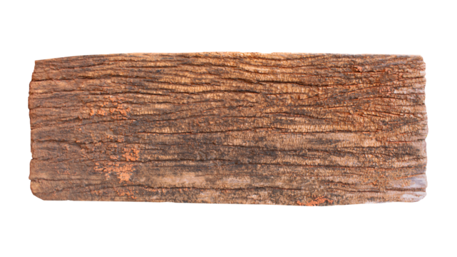 Old brown wooden plank texture isolated on transparent background.