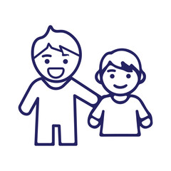 Two cartoon figures one adult and one child standing side by side