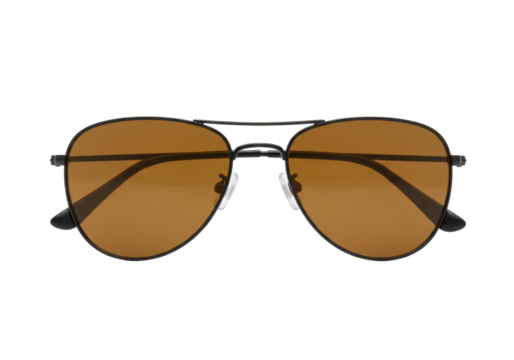 Isolated aviator sunglasses accessory fashion eye sun protection style, with brown lens