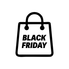 Black Friday Bold Shopping Bag Icon – Flat Vector Design for Sale and Marketing Campaigns
