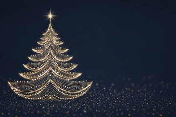 Golden Tree with Light Sparkles on Black