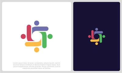 Abstract people colorful logo icon design minimal style illustration. community logo icon vector isolated.	
