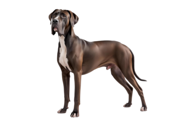 Isolated majestic Great Dane dog standing tall showcasing strength and elegance.