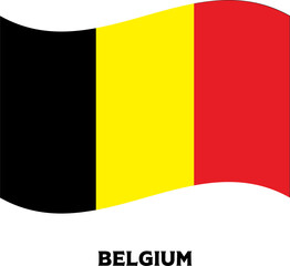 Waving Belgium Flag Illustration – National Tricolor Banner with Black, Yellow, and Red Vertical Stripes
