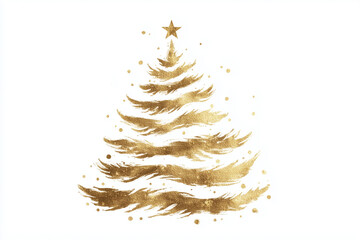 Golden Tree Illustration on White Wall Texture