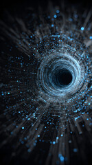 Quantum Data Vortex Tunnel, Digital Information Black Hole, Futuristic Cyber Space Portal