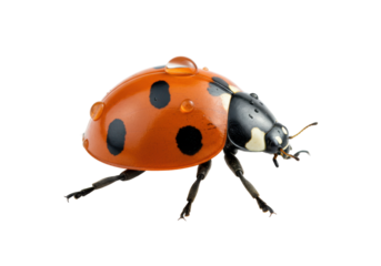 Isolated Ladybug With Water Drops, Natural Predator, Helpful Insect, Pest Control, Bright Colors