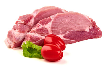 Raw Pork Loin with Red Pepper, isolated on white background
