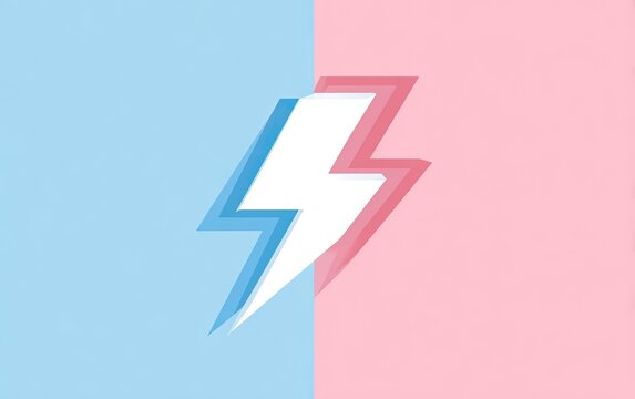 Split color background, lightning bolt graphic with color shift, minimalist design