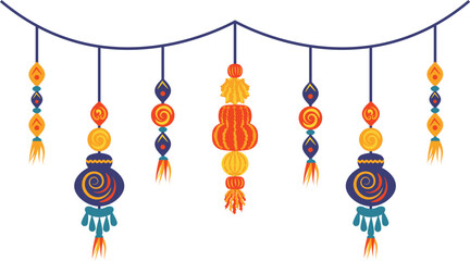 Colorful Hanging Toran Decoration for Diwali Indian Festival Decorative Ornament Vector