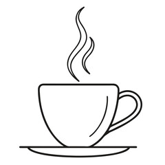 cup of hot coffee icon. One line drawing cup of coffee vector.