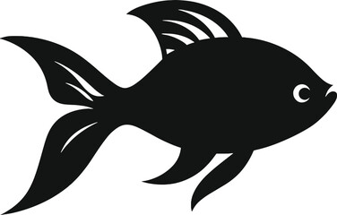Obraz premium Vector art of black silhouette of a goldfish