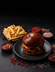 A burger, a hamburger with cheese, beef, and a bun, is unhealthy takeaway food. A burger