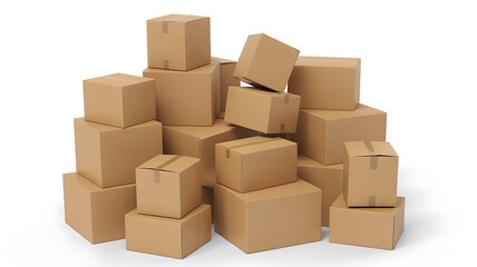 Obraz premium A pile of cardboard boxes isolated on white background
