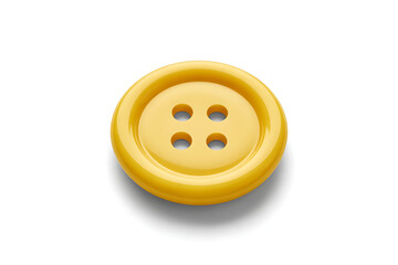 Fototapeta premium A single yellow button isolated on white background