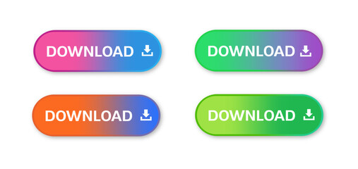 Download button icon vector. Colorful gradient Rounded Web UI Icons