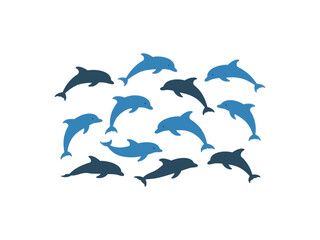 Dolphin fish animal silhouette. Good use for symbol, logo, mascot, web icon, sticker design, sign, or any design you want. Easy to use.