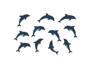 Dolphin fish animal silhouette. Good use for symbol, logo, mascot, web icon, sticker design, sign, or any design you want. Easy to use.