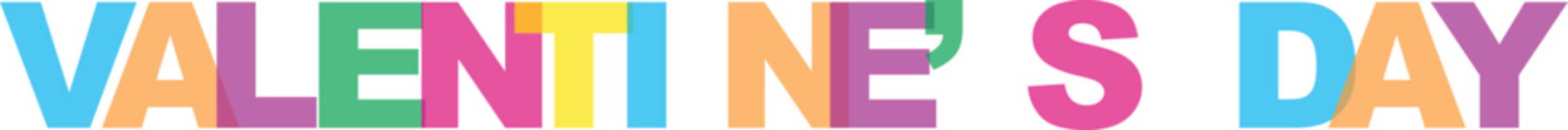 Valentine's day multicolored text with a bright and cheerful holiday celebration vibe