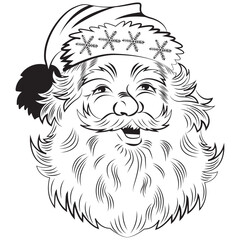Illustration of santa claus face with hat and beard