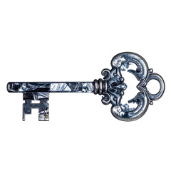 Ornate antique key with intricate swirling patterns, symbolizing secrets and access