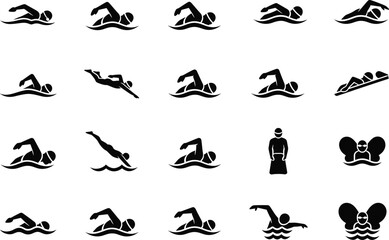 Swimming Silhouette Set – Water Sports and Fitness Vector Design