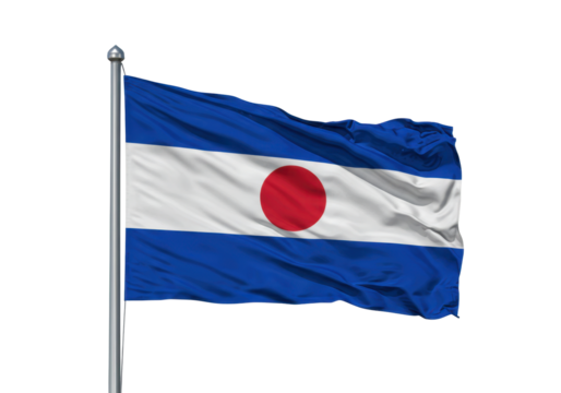 Isolated flag of Ayutthaya Kingdom of Thailand waving in wind on flagpole, no background