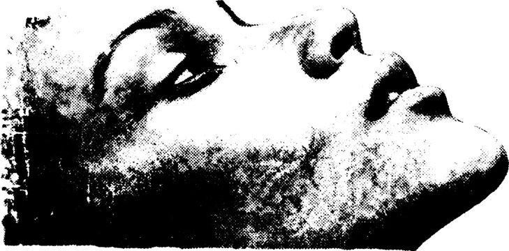 Black and white high contrast face portrait with gritty texture for creative design