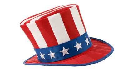 Star-spangled spectacle a patriotic top hat cut out on PNG. AI GENERATED.
